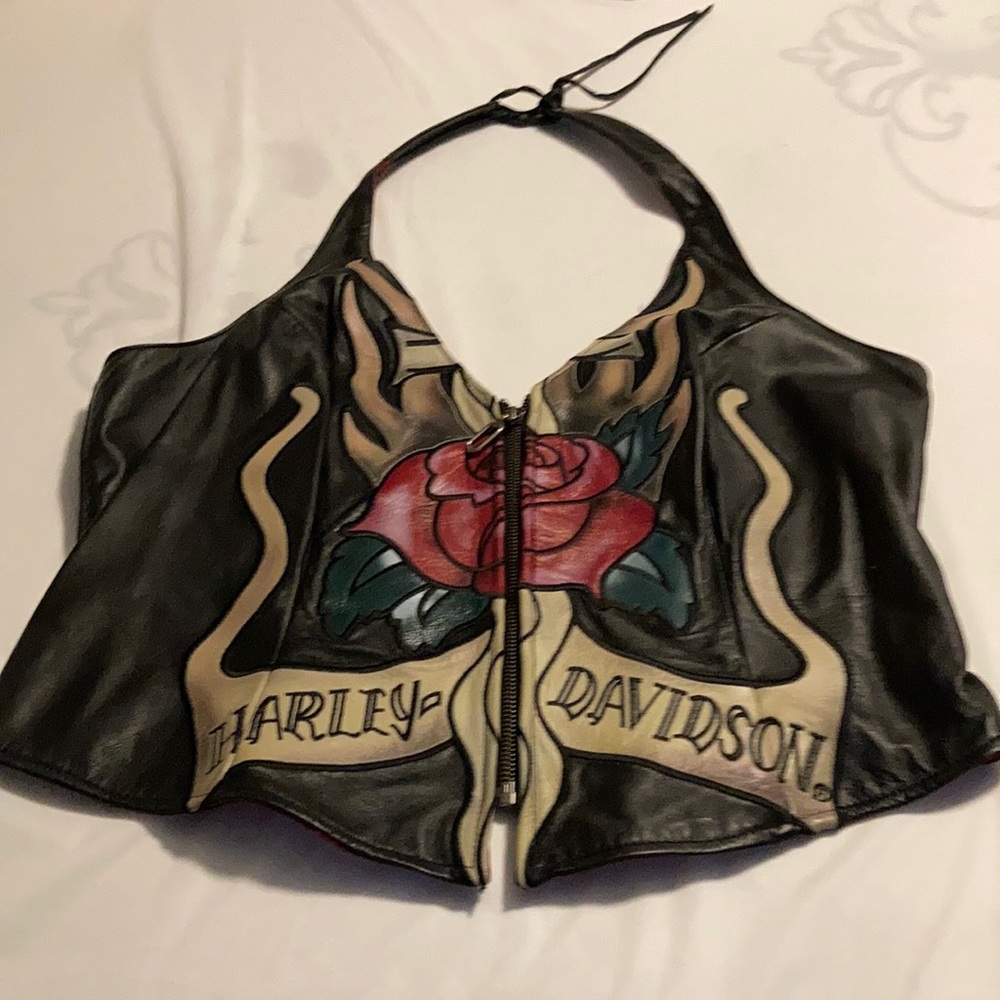 Harley Davison leather halter top size large